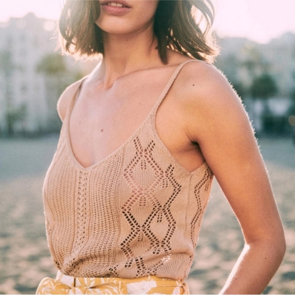 Sezane Angele Knit Crochet Sweater Tank
